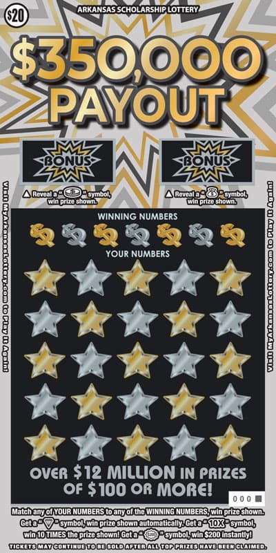 $350,000 Payout Arkansas Lottery scratch-off ticket