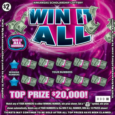Win It All Arkansas Lottery scratch-off ticket art