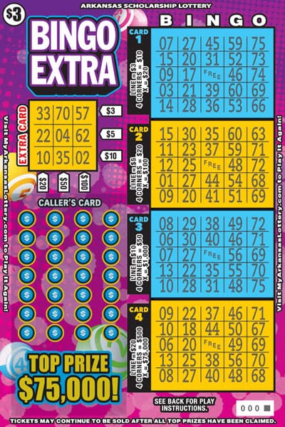 Bingo Extra Arkansas Lottery scratch-off ticket art