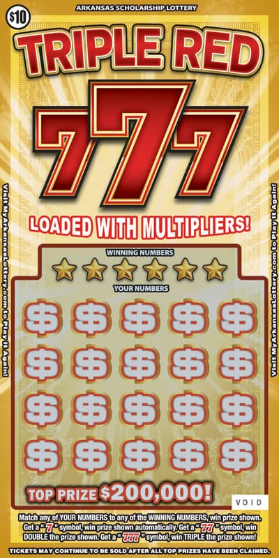 Triple Red 777 Arkansas Lottery scratch-off ticket art