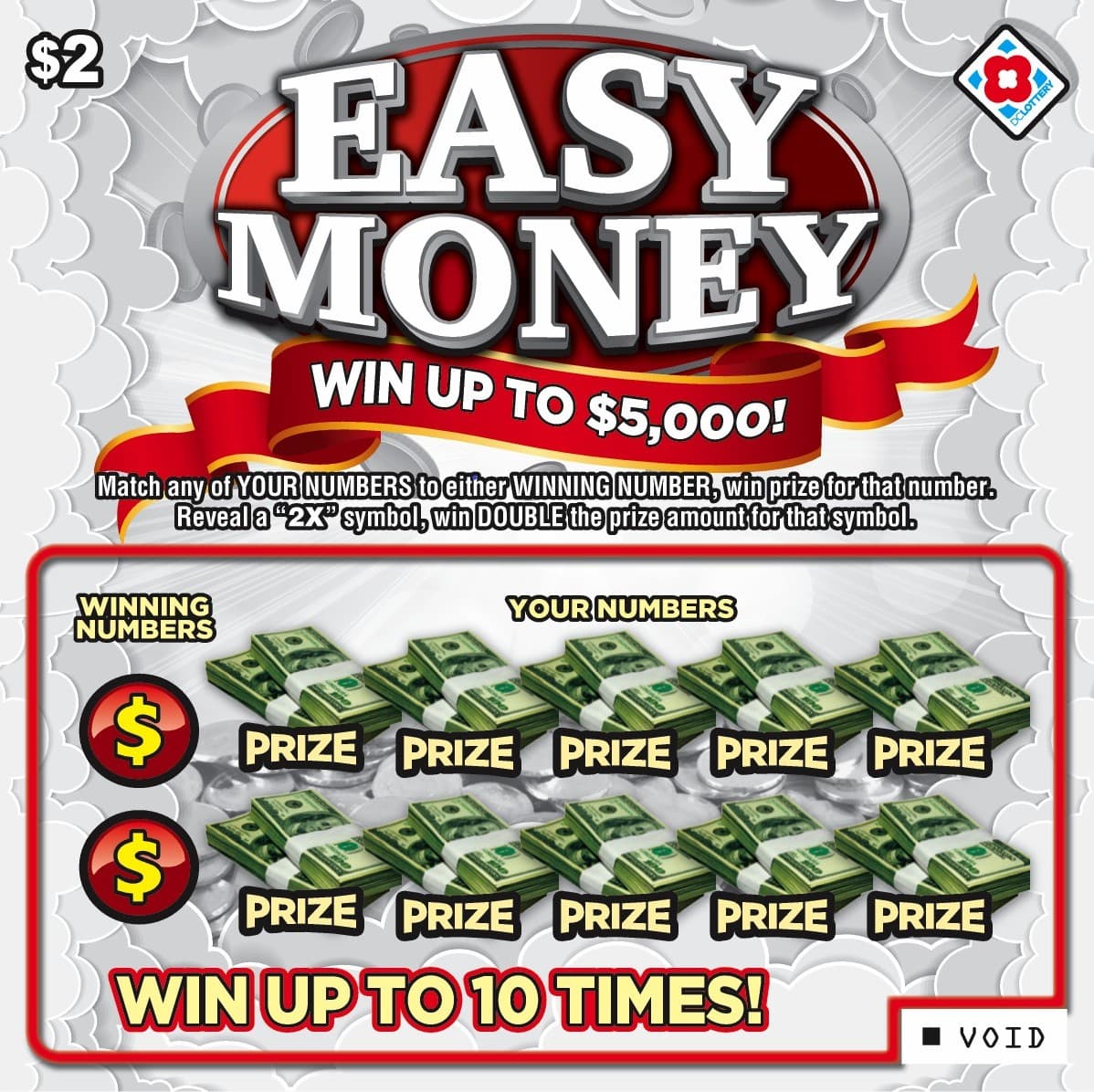 Easy Money District of Columbia Lottery scratch-off ticket art