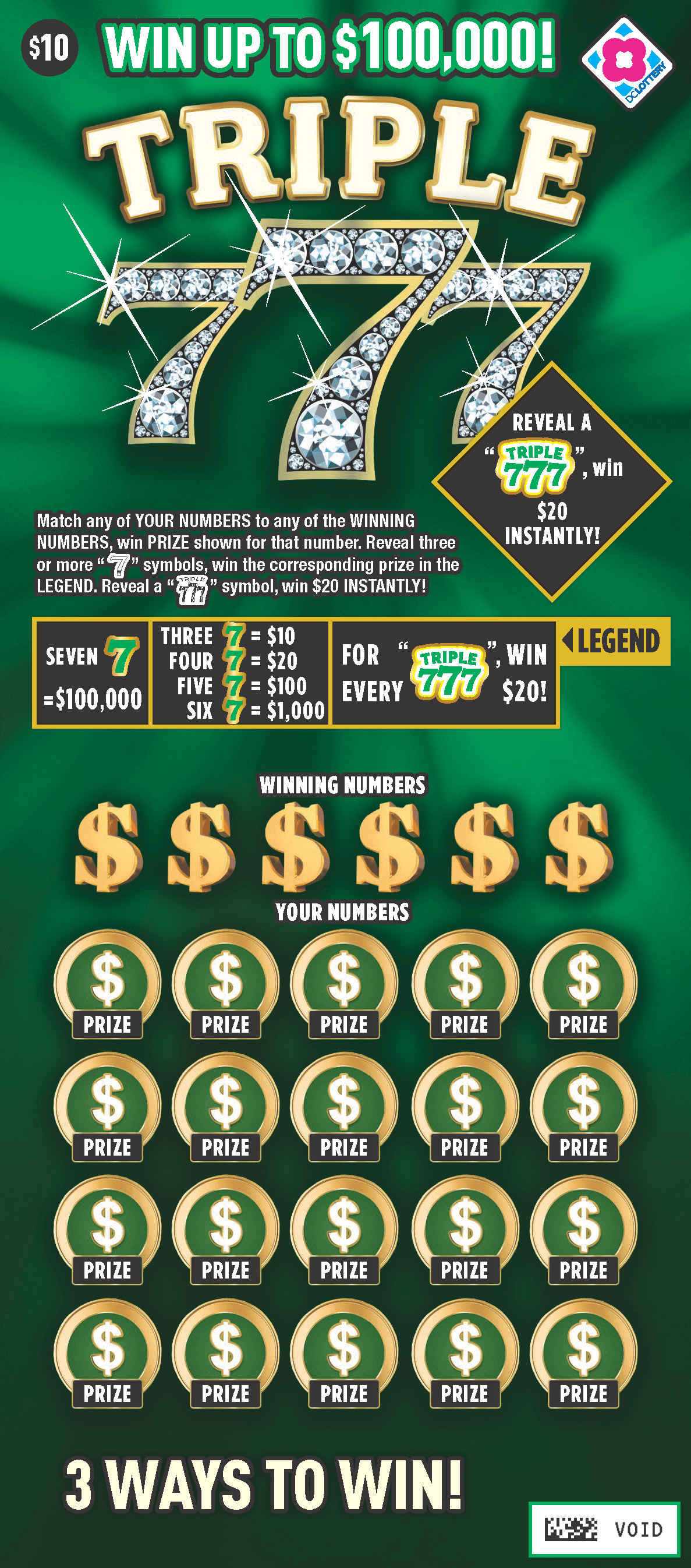 Triple 777 District of Columbia Lottery scratch-off ticket art