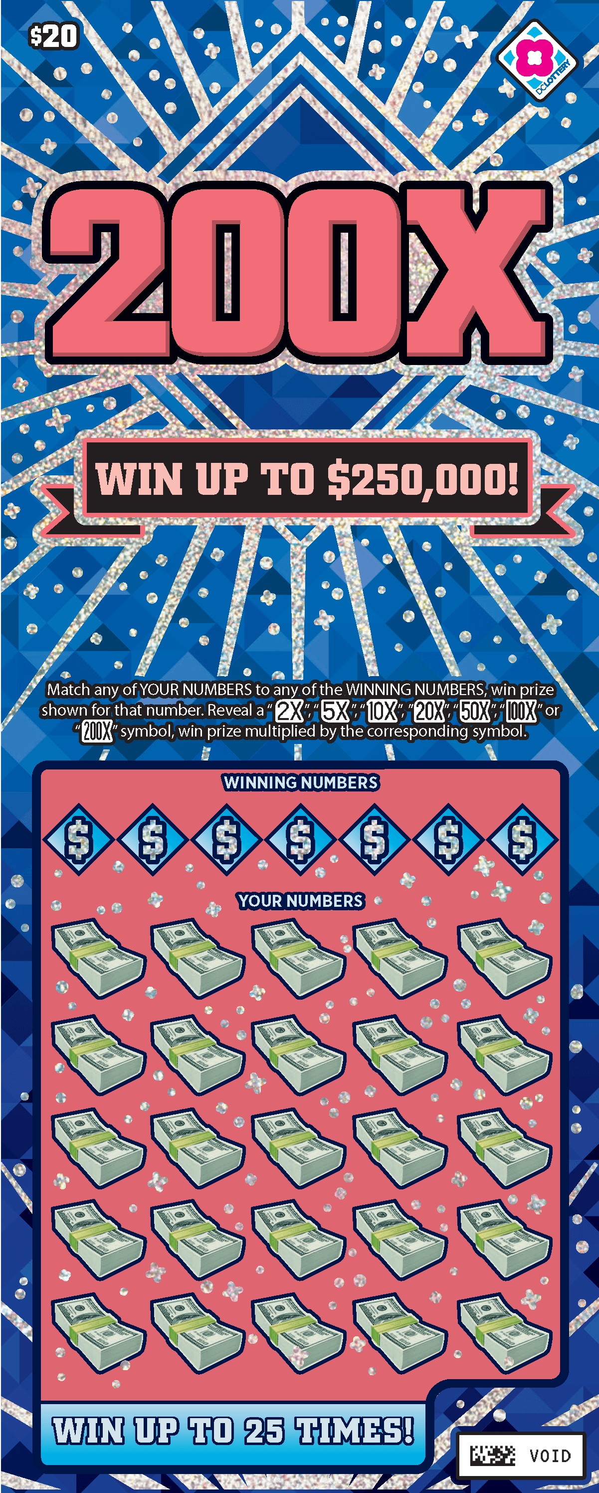 200X District of Columbia Lottery scratch-off ticket