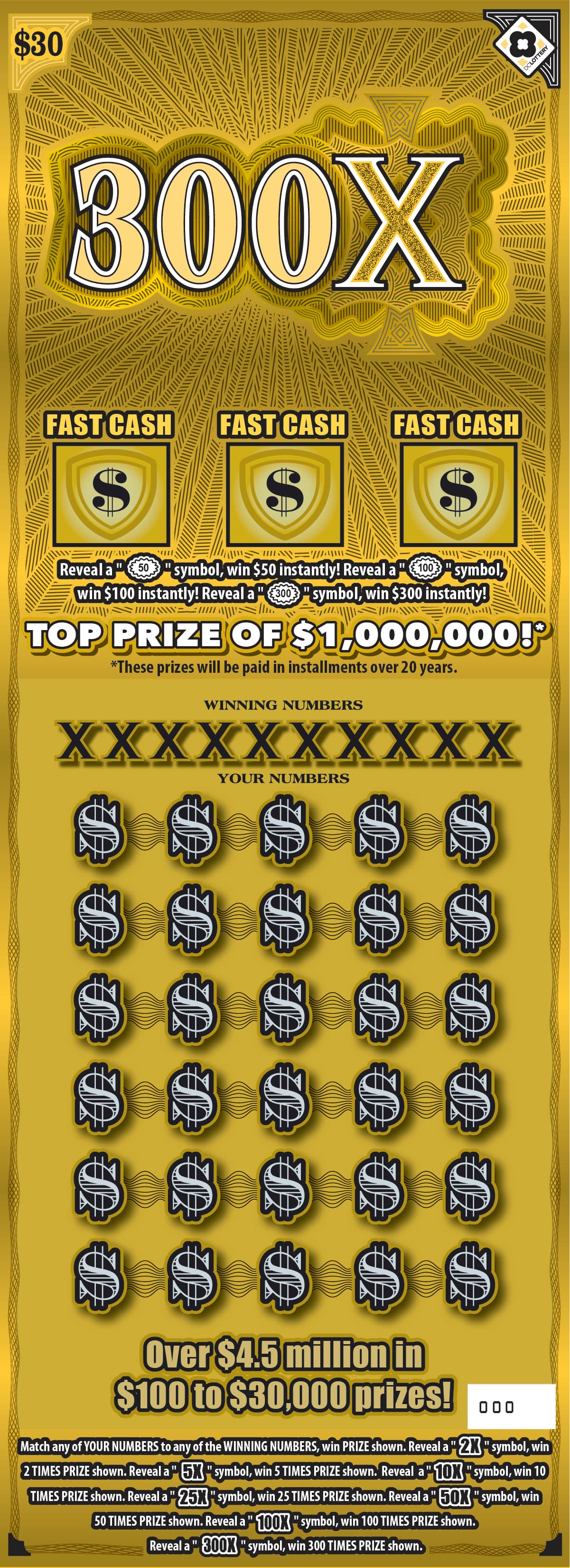 300X District of Columbia Lottery scratch-off ticket