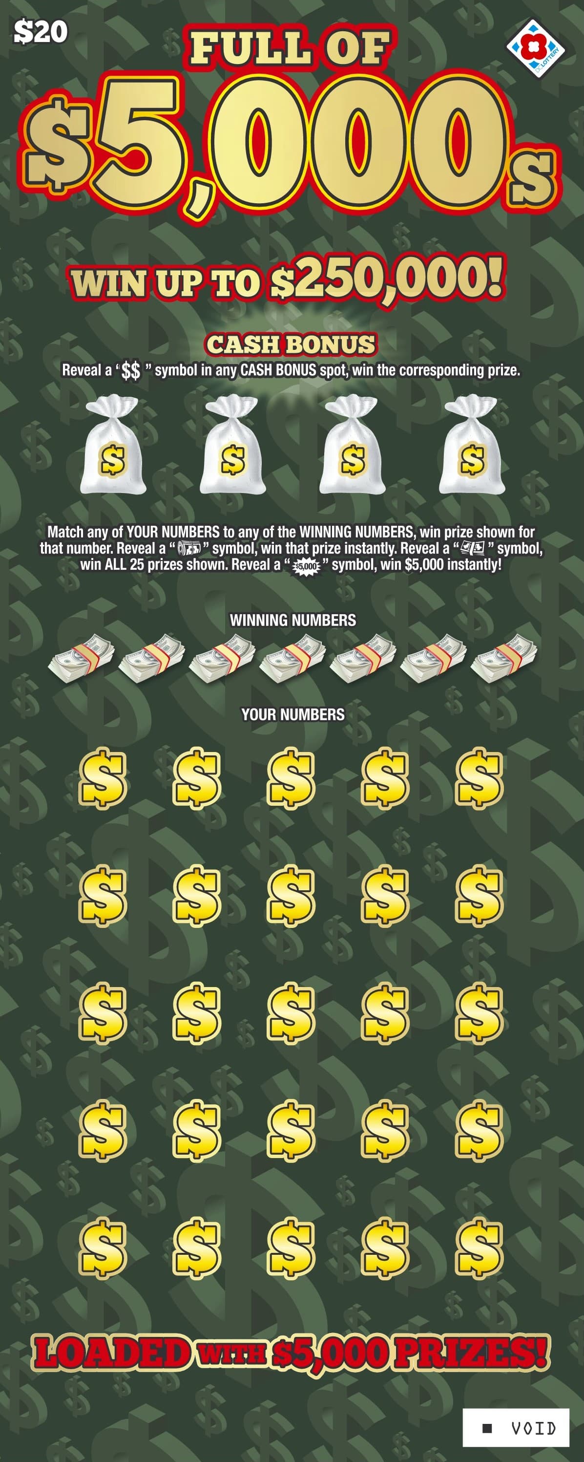 Full of $5,000s District of Columbia Lottery scratch-off ticket