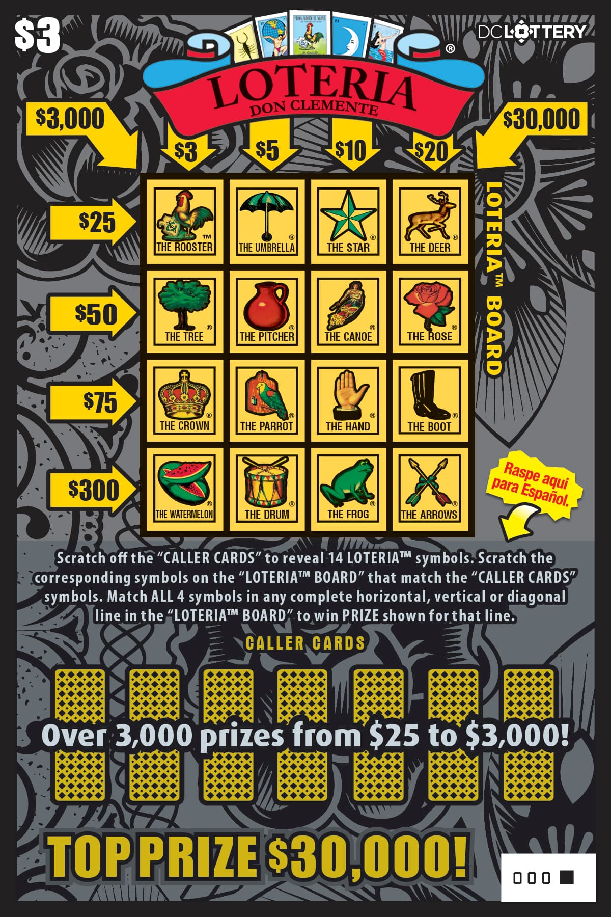 LOTERIA™ District of Columbia Lottery scratch-off ticket art