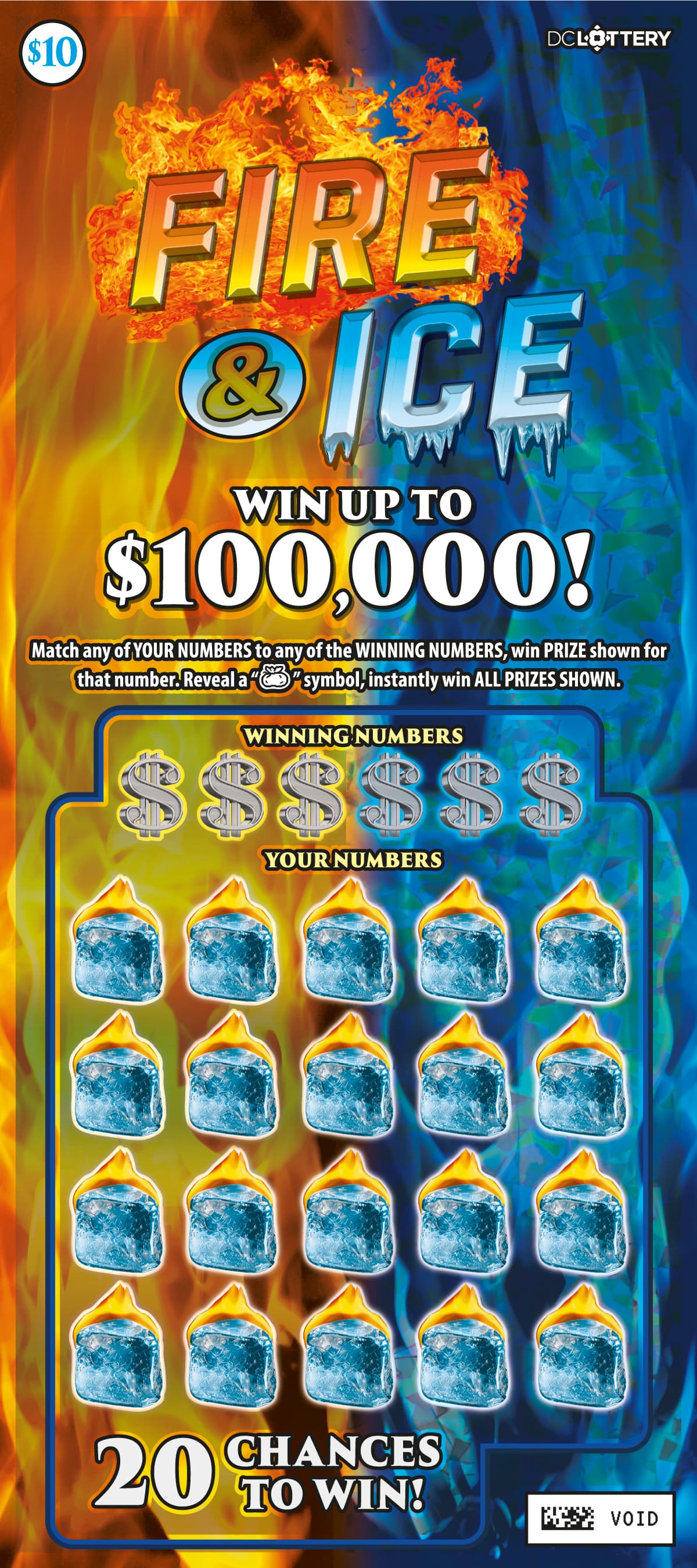 Fire & Ice District of Columbia Lottery scratch-off ticket