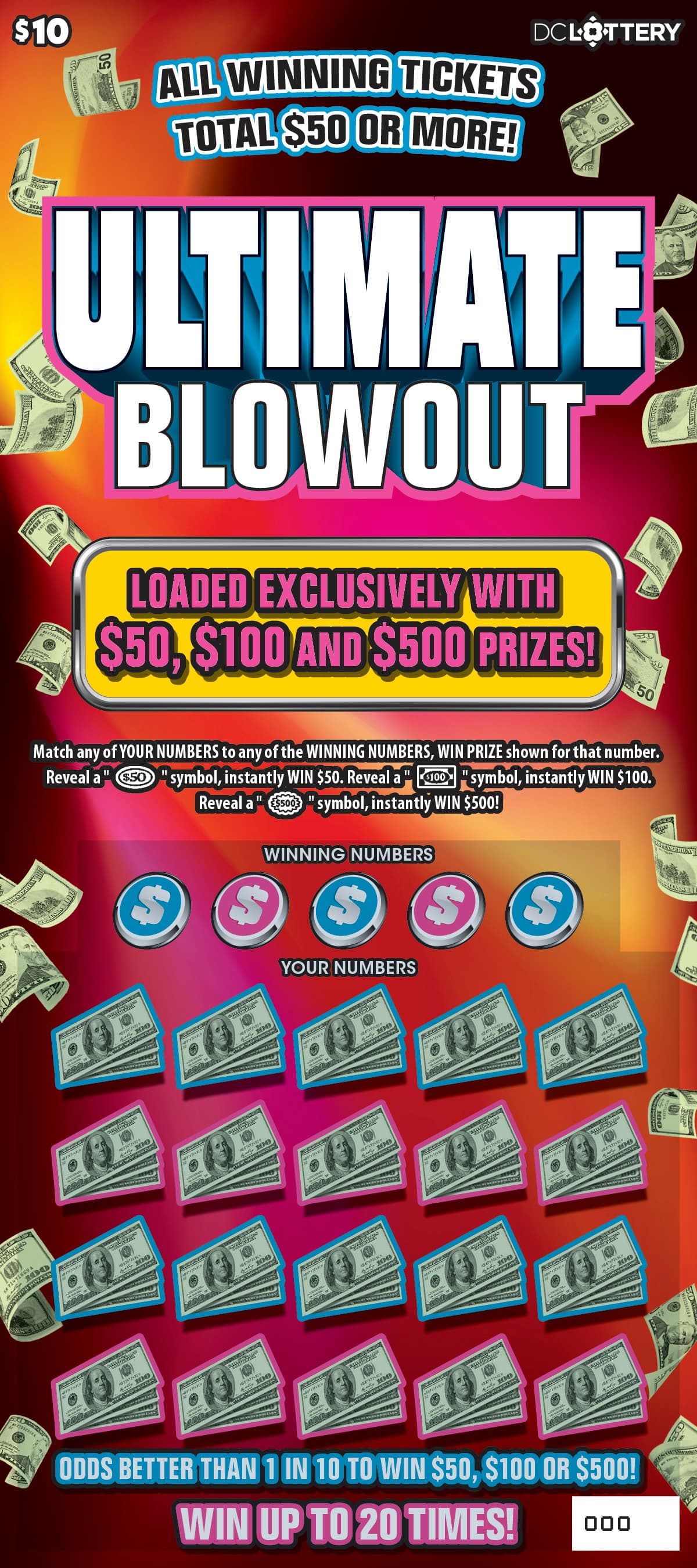 Ultimate Blowout District of Columbia Lottery scratch-off ticket