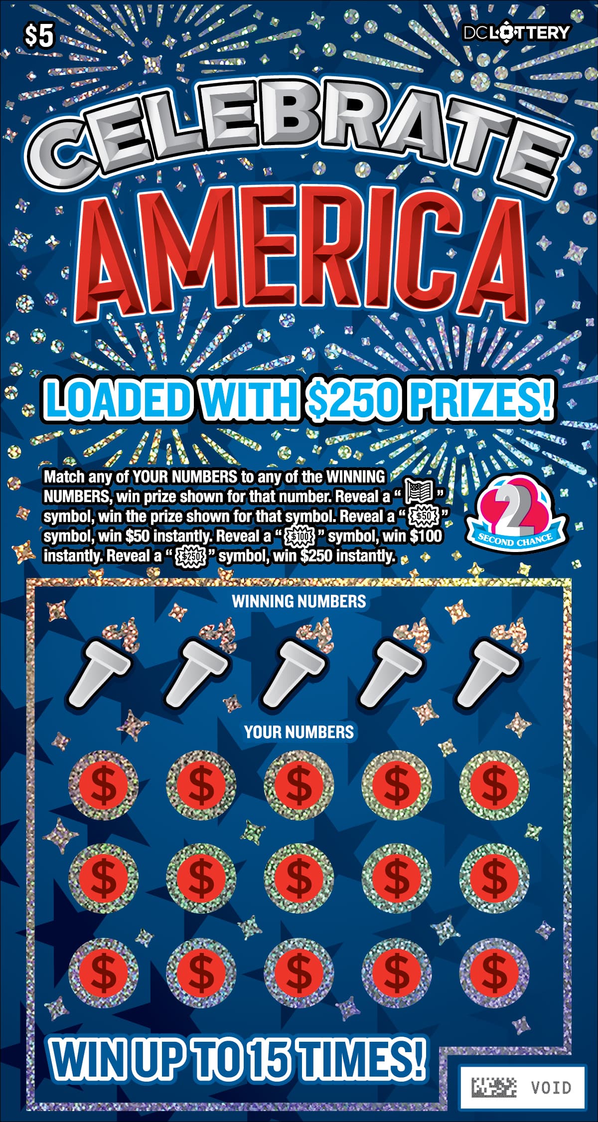 Celebrate America District of Columbia Lottery scratch-off ticket art