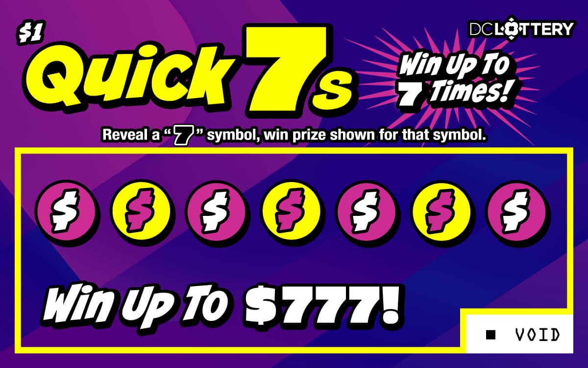 Quick 7s District of Columbia Lottery scratch-off ticket art