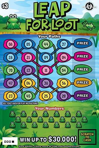 LEAP FOR LOOT Maine Lottery scratch-off ticket art