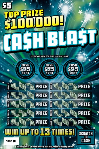 CA$H BLA$T Maine Lottery scratch-off ticket