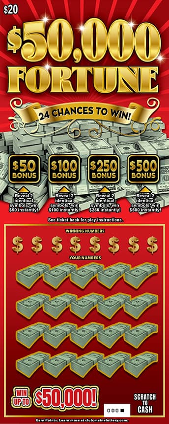 FORTUNE Maine Lottery scratch-off ticket
