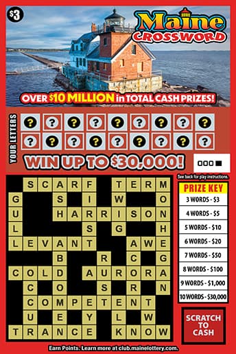 MAINE CROSSWORD Maine Lottery scratch-off ticket art
