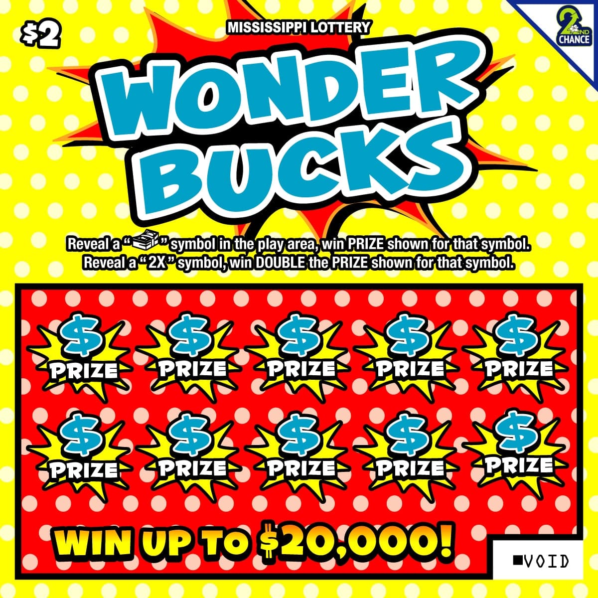 Wonder Bucks Mississippi Lottery scratch-off ticket art