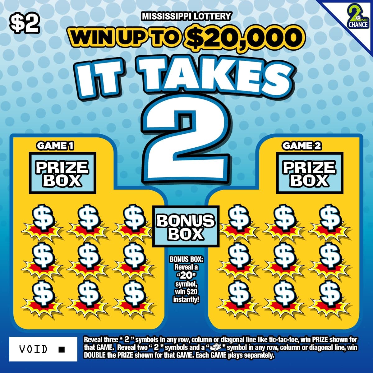 It Takes 2 Mississippi Lottery scratch-off ticket art