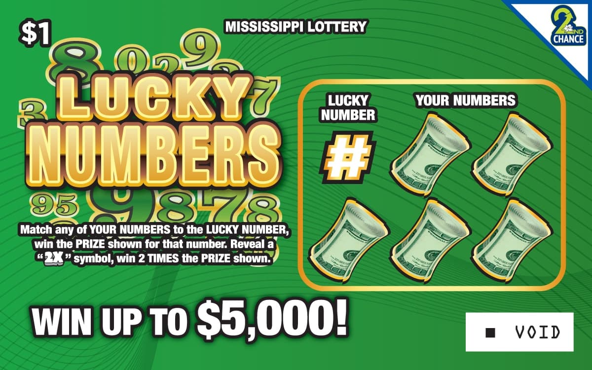 Lucky Numbers Mississippi Lottery scratch-off ticket art