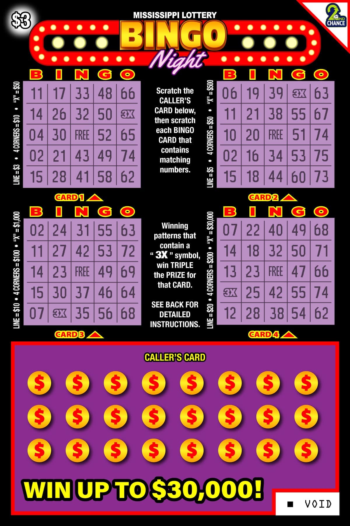 Bingo Night Mississippi Lottery scratch-off ticket art
