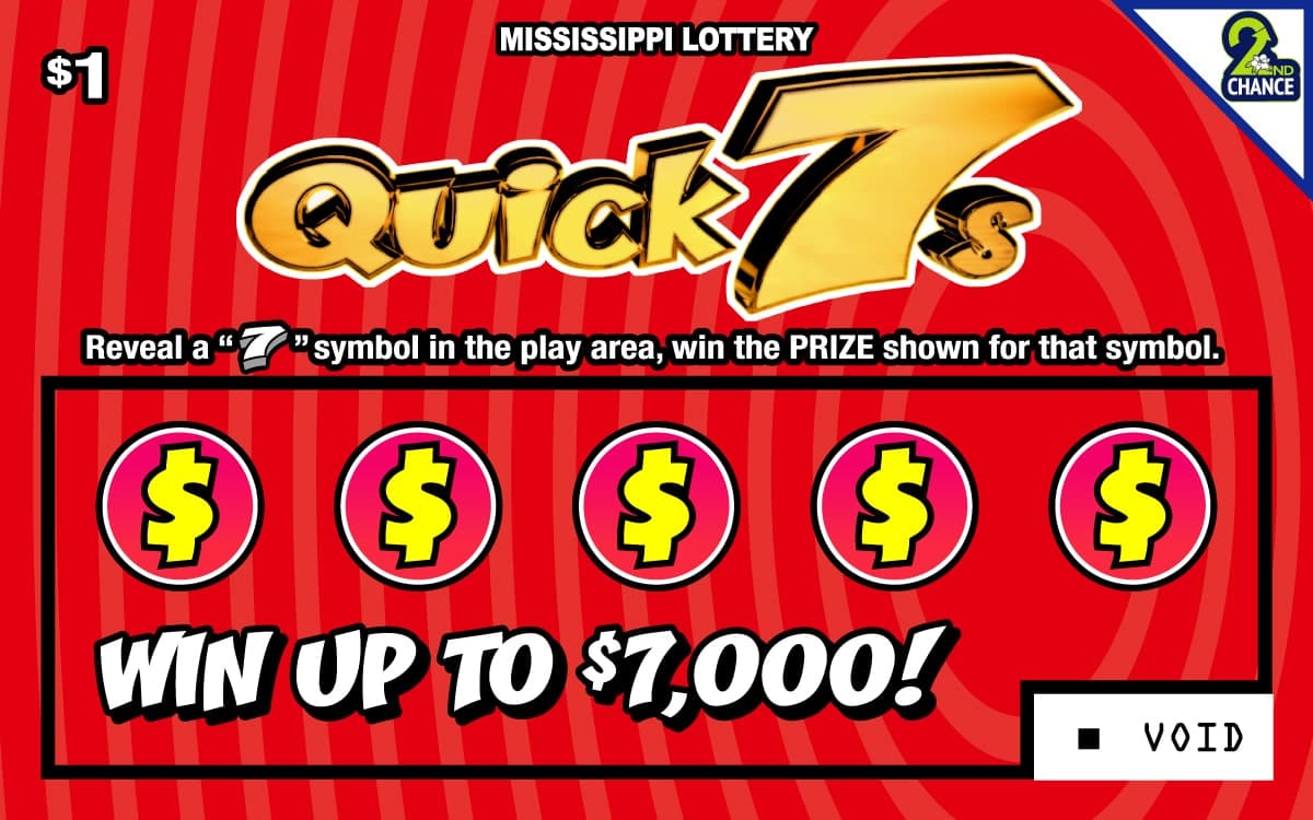 Quick 7s Mississippi Lottery scratch-off ticket art