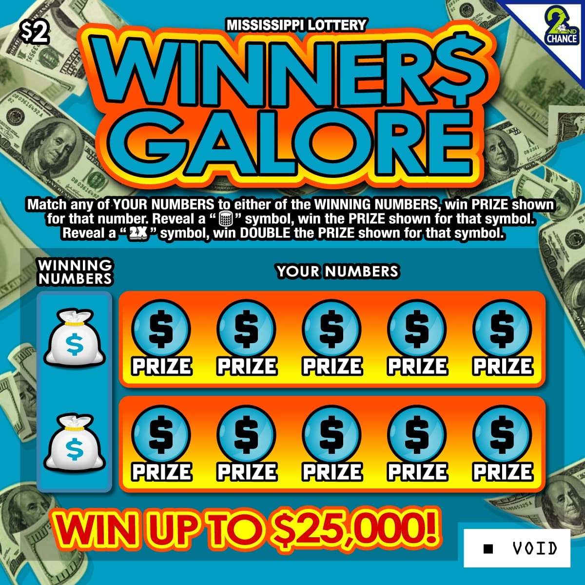 WINNER$ GALORE Mississippi Lottery scratch-off ticket art