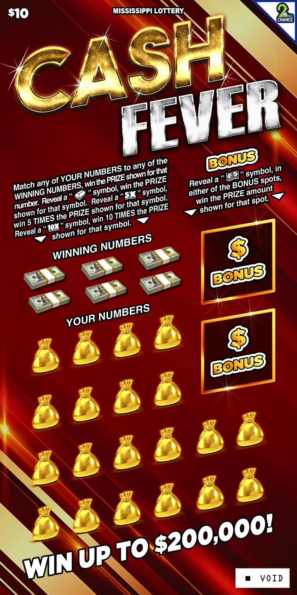 Cash Fever Mississippi Lottery scratch-off ticket