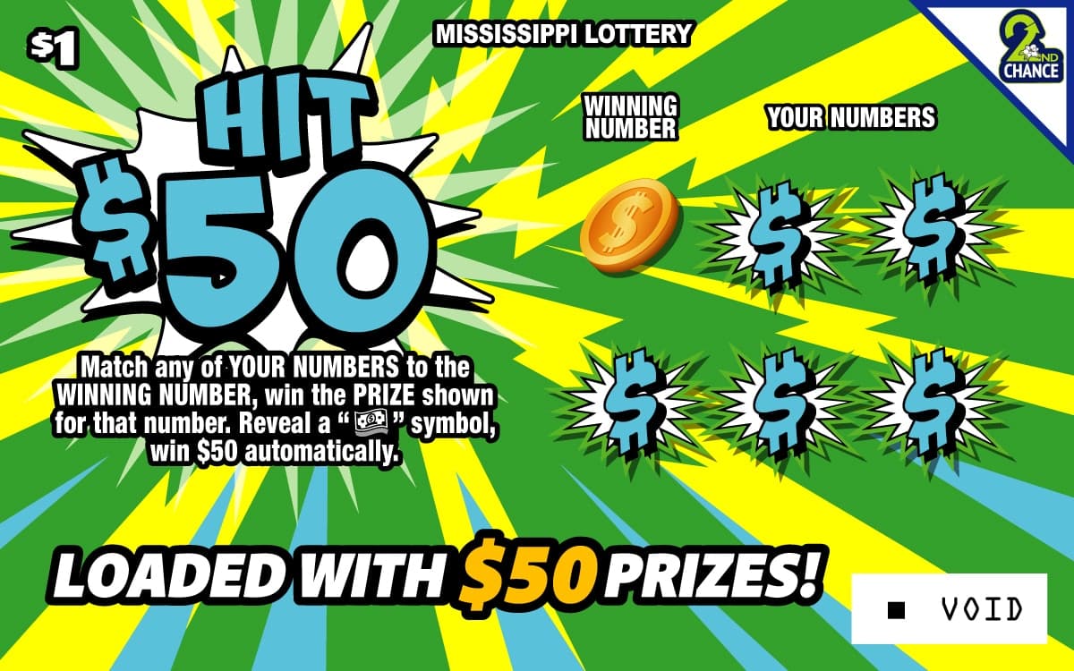 Hit $50 Mississippi Lottery scratch-off ticket art