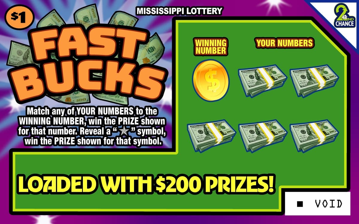 Fast Bucks Mississippi Lottery scratch-off ticket art