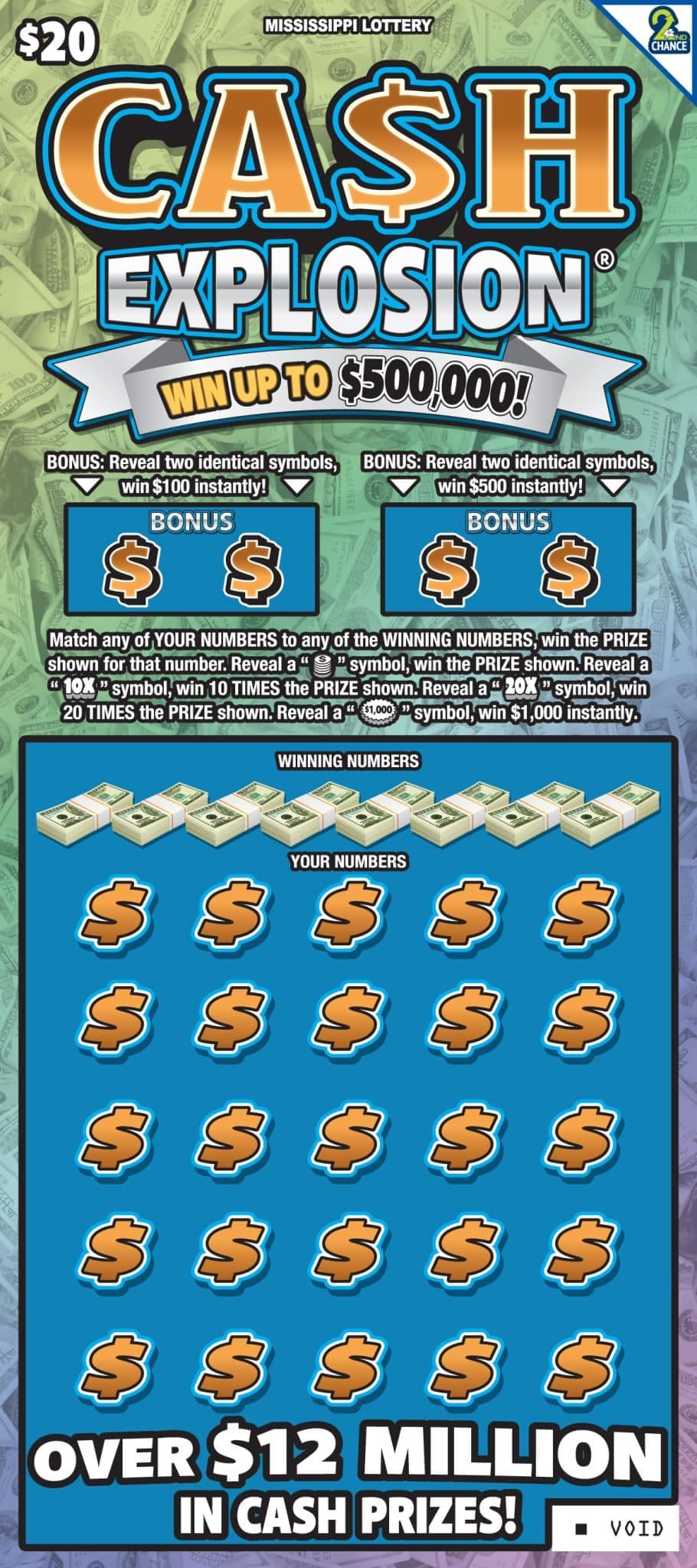 CA$H Explosion Mississippi Lottery scratch-off ticket