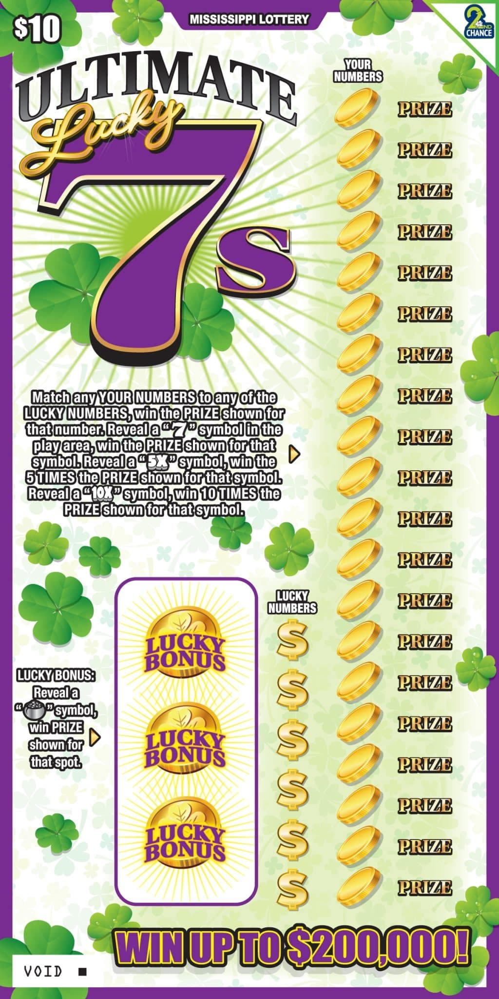 Ultimate Lucky 7s Mississippi Lottery scratch-off ticket