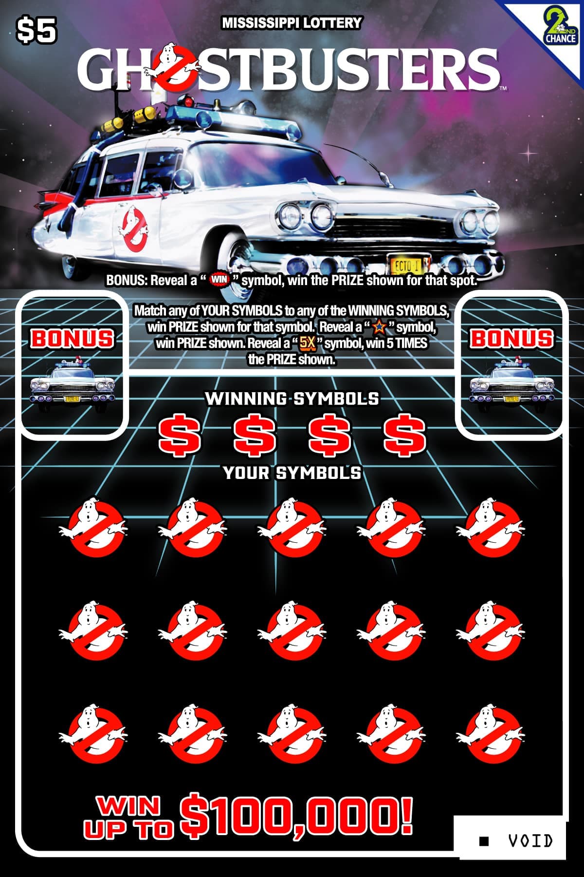 Ghostbusters Mississippi Lottery scratch-off ticket art