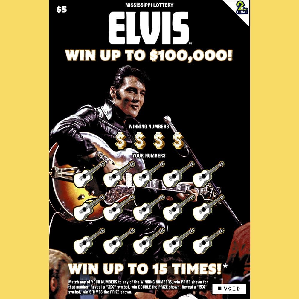 Elvis Mississippi Lottery scratch-off ticket art