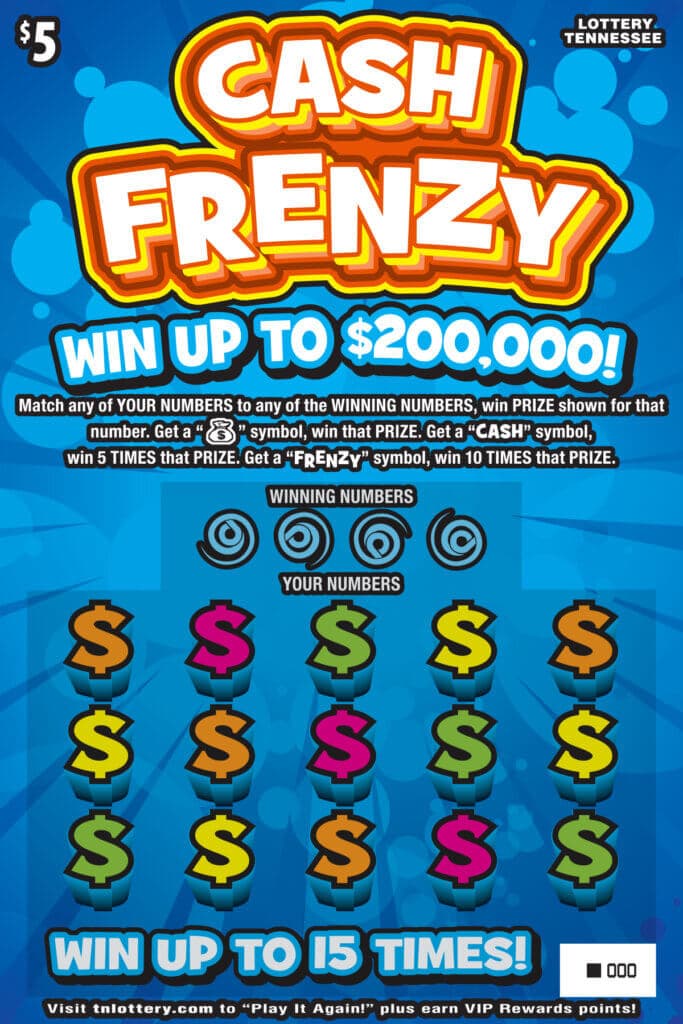 Cash Frenzy Tennessee Lottery scratch-off ticket