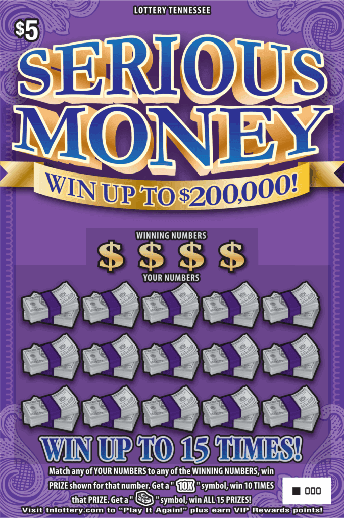 Serious Money Tennessee Lottery scratch-off ticket