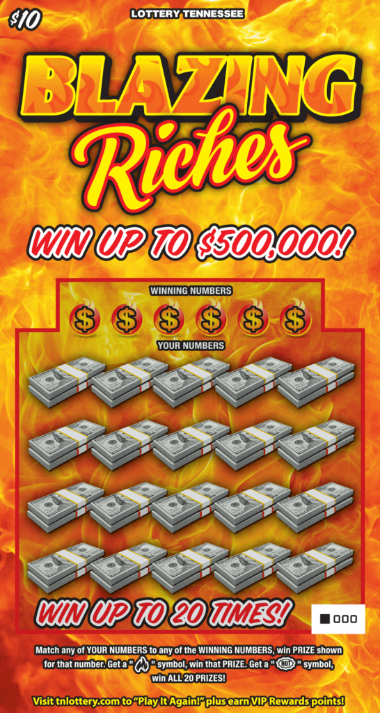 Blazing Riches Tennessee Lottery scratch-off ticket art