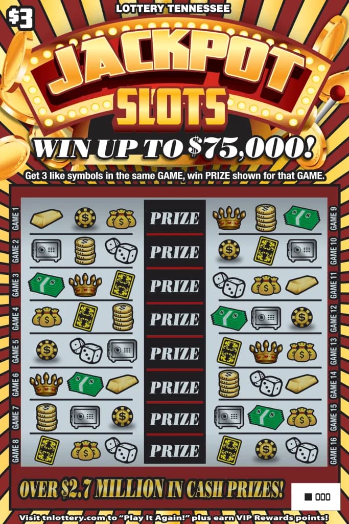 Jackpot Slots Tennessee Lottery scratch-off ticket art