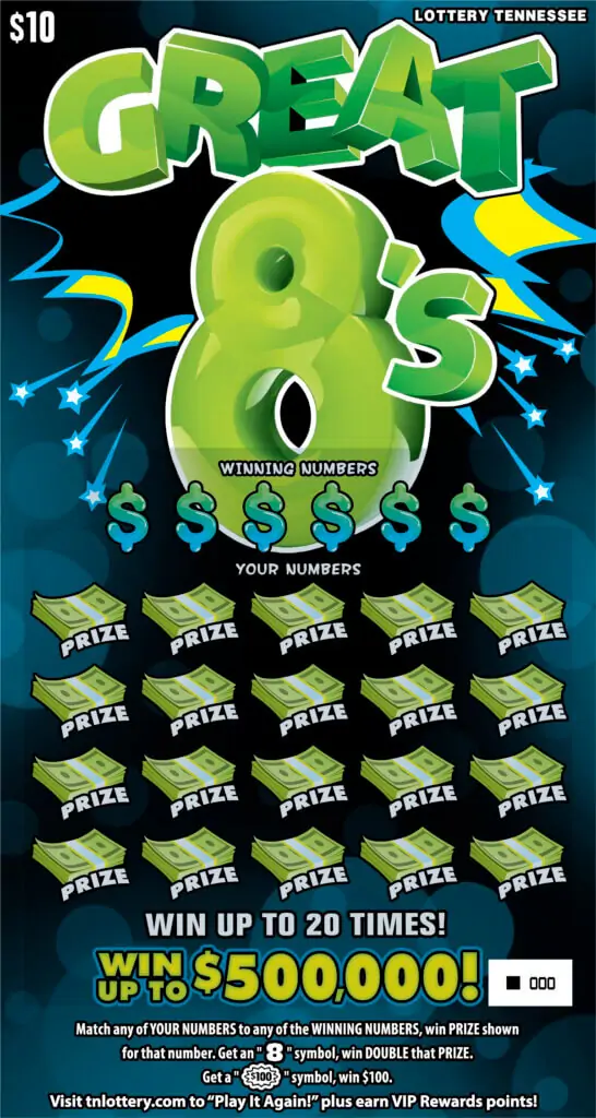 Great 8's Tennessee Lottery scratch-off ticket