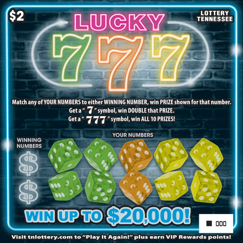 Lucky 777 Tennessee Lottery scratch-off ticket art