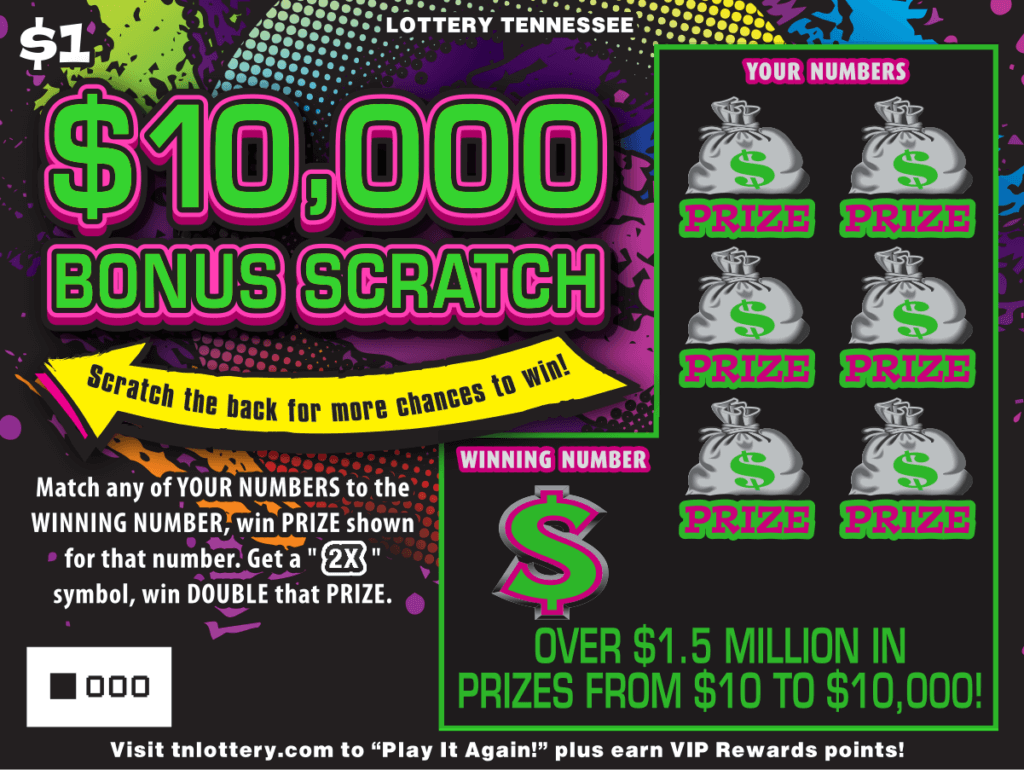 $10,000 Bonus Scratch Tennessee Lottery scratch-off ticket art