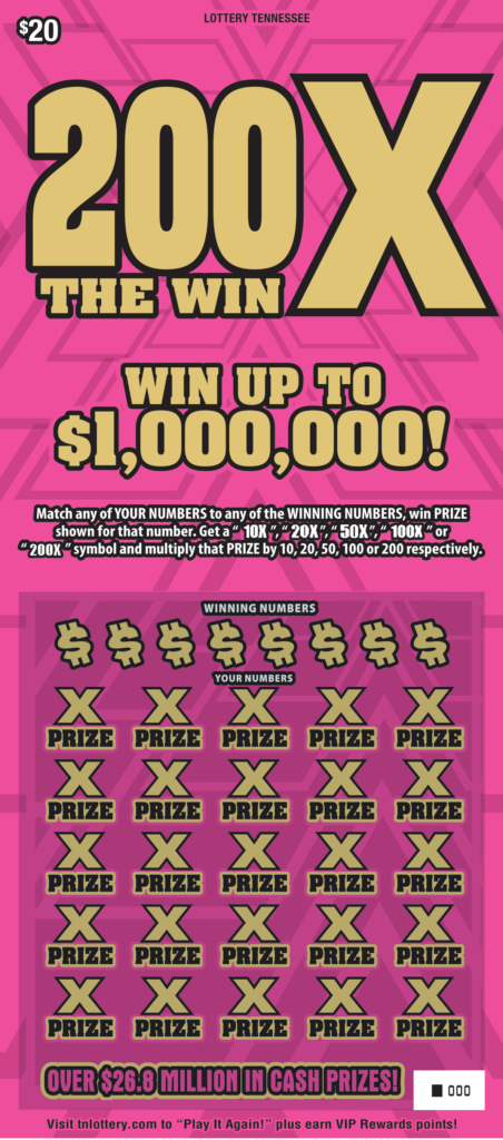 200X The Win Tennessee Lottery scratch-off ticket