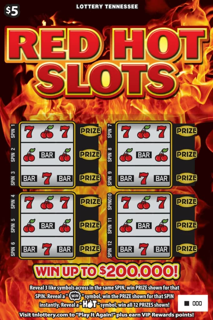Red Hot Slots Tennessee Lottery scratch-off ticket art