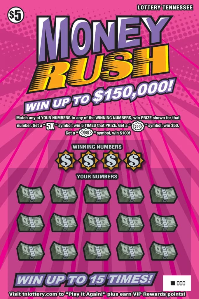 Money Rush Tennessee Lottery scratch-off ticket art