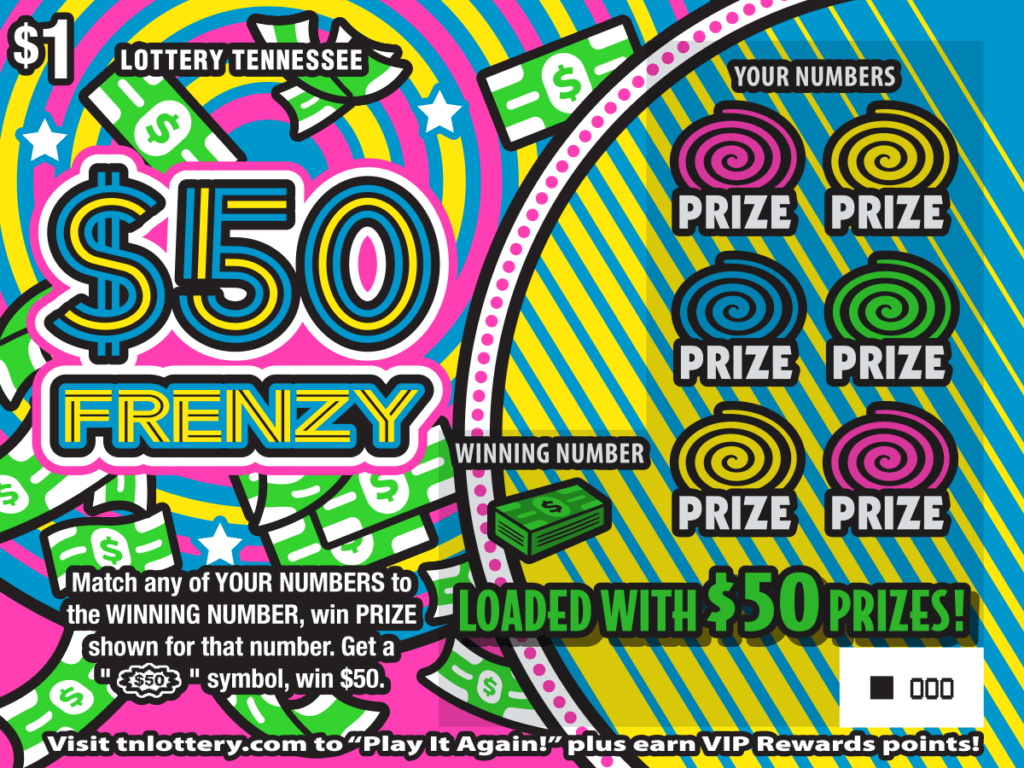 $50 Frenzy Tennessee Lottery scratch-off ticket art
