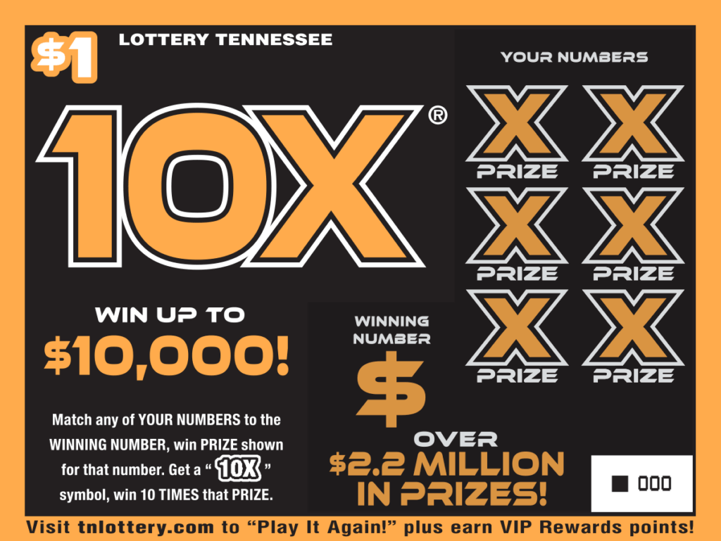10X Tennessee Lottery scratch-off ticket art