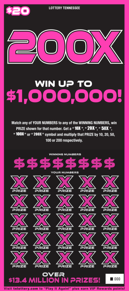 200X Tennessee Lottery scratch-off ticket art