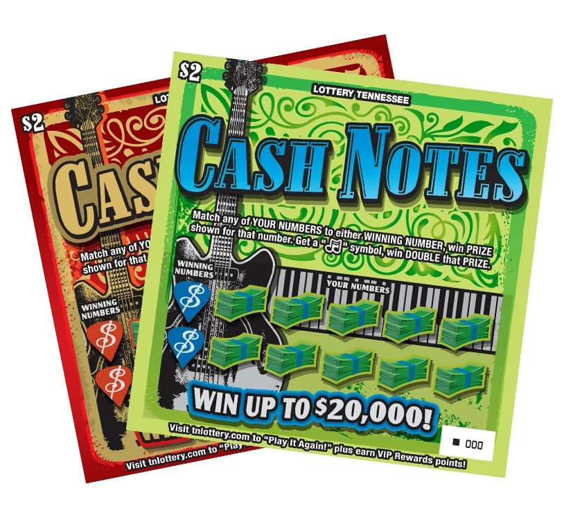Cash Notes Tennessee Lottery scratch-off ticket art