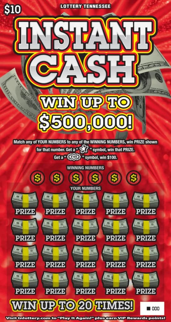 Instant Cash Tennessee Lottery scratch-off ticket art