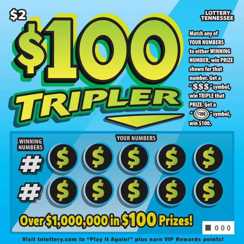 $100 Tripler Tennessee Lottery scratch-off ticket art