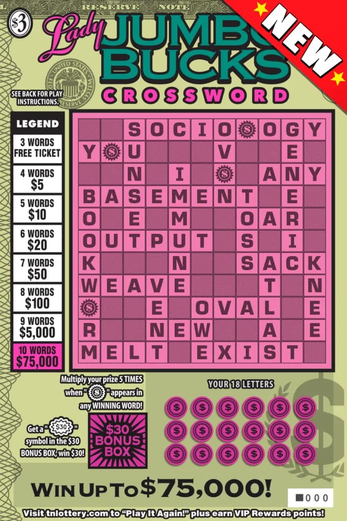 Lady Jumbo Bucks Crossword