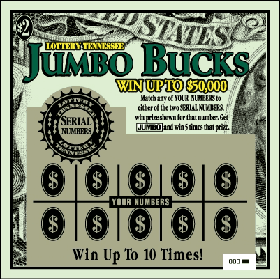 Jumbo Bucks Tennessee Lottery scratch-off ticket art