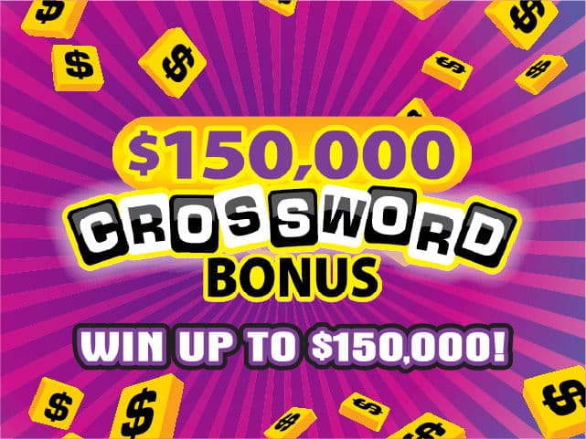 $150,000 CROSSWORD BONUS Florida Lottery scratch-off ticket art